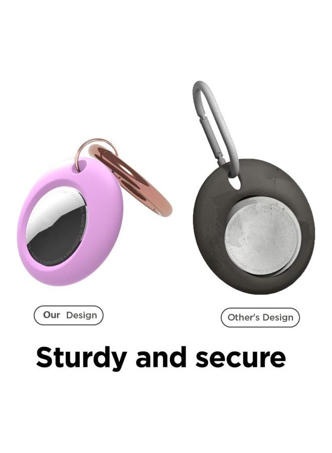 BGM - Silicone Shockproof Protective Cover Case with Keychain Ring for Apple AirTag Purple - Image 1