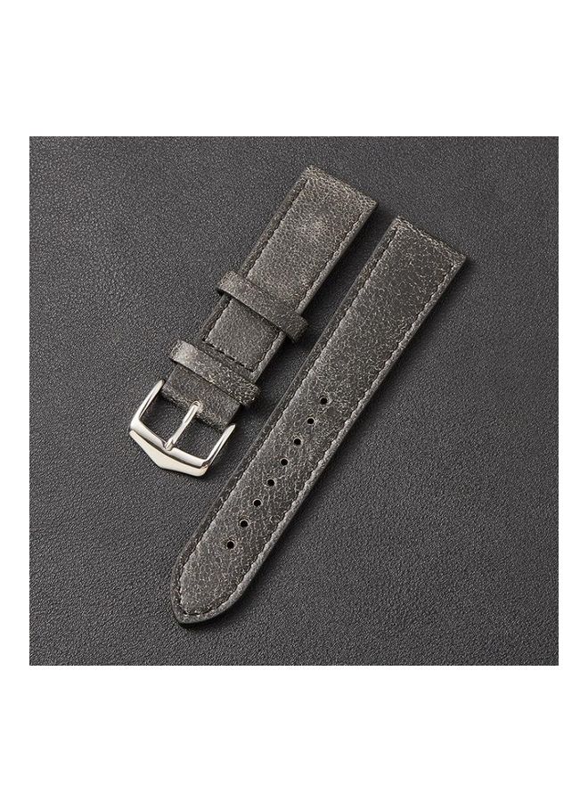BGM Small Broken Texture Cowhide Strap Watchband For Huawei 20mm Black - Image 2