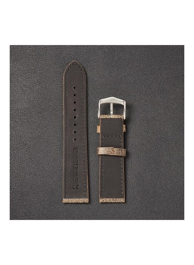 BGM Small Broken Texture Cowhide Strap Watchband For Huawei 20mm Black - Image 5