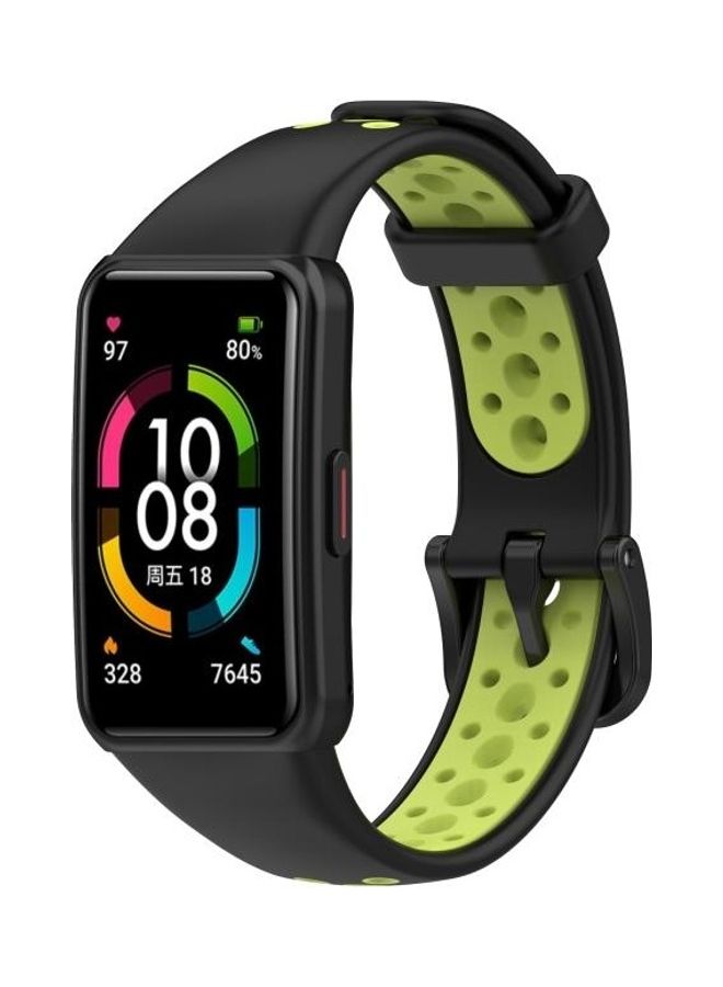 BGM Universal Two-colour Breathable Silicone Replacement Strap Watchband For Huawei Band 6 Black - Image 4