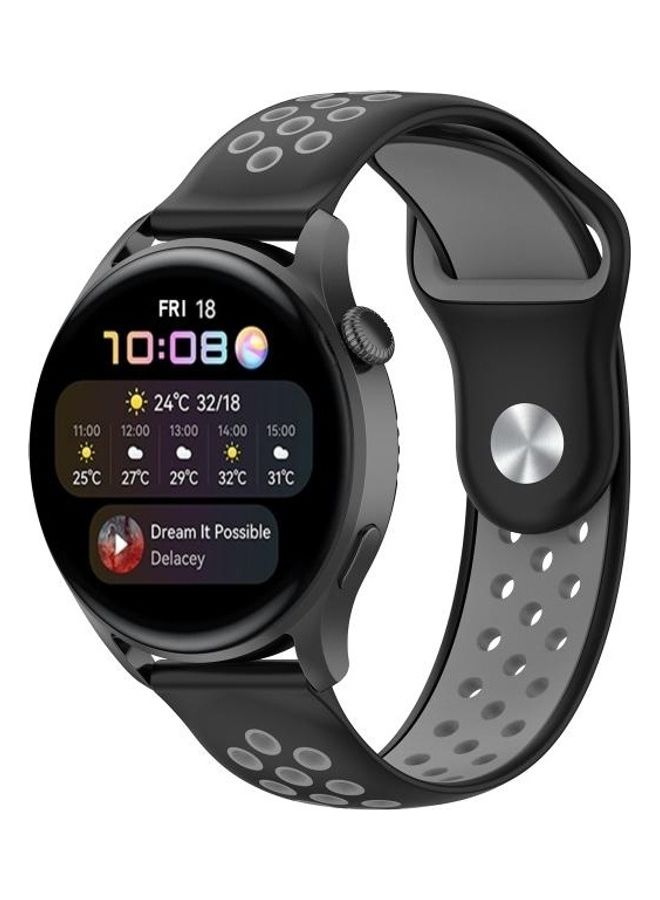 BGM Two-Colour Silicone Replacement Strap Watchband For Huawei Watch 3/3 Pro 22mm Black - Image 4