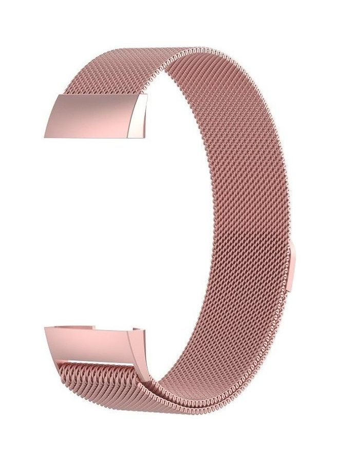 BGM Stainless Steel Magnet Wrist Strap For Fitbit Charge 4 Pink - Image 3