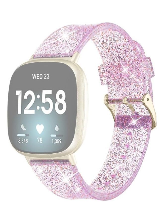 BGM For Fitbit Versa 3 Glitter Powder Replacement Strap Watchband Purple - Image 1