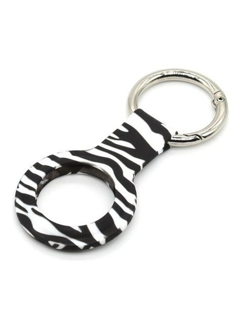 Wet Sticking Pattern Anti-Scratch Silicone Shockproof Protective Cover Case with Keychain Ring Loop For Apple AirTag Zebra