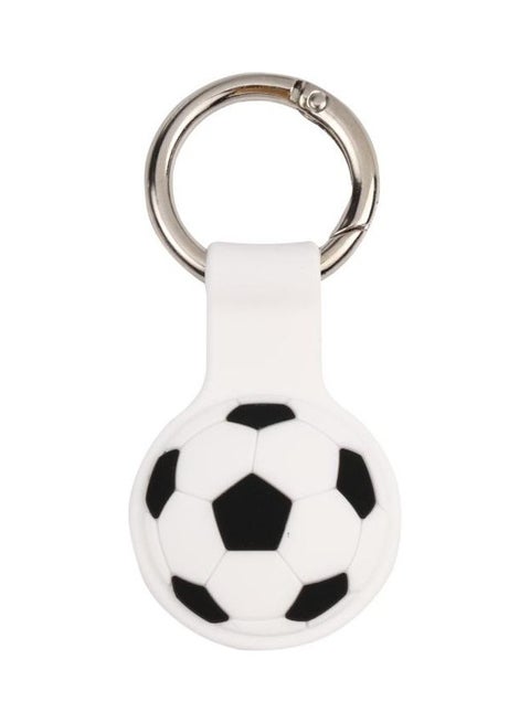Cartoon Shockproof Anti-Scratch Silicone Case Protective Cover with Keychain Ring Loop For Apple AirTag White Football