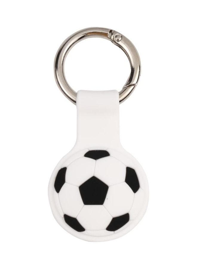 BGM Cartoon Shockproof Anti-Scratch Silicone Case Protective Cover with Keychain Ring Loop For Apple AirTag White Football  - Image 1