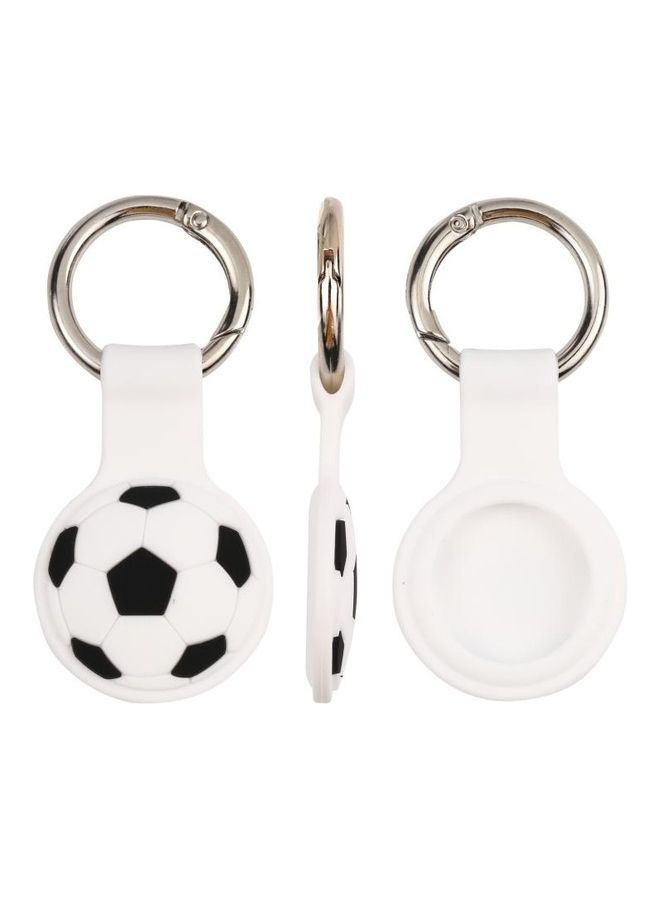BGM Cartoon Shockproof Anti-Scratch Silicone Case Protective Cover with Keychain Ring Loop For Apple AirTag White Football  - Image 2