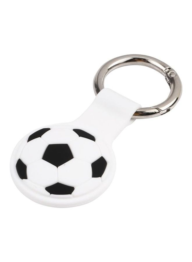 BGM Cartoon Shockproof Anti-Scratch Silicone Case Protective Cover with Keychain Ring Loop For Apple AirTag White Football  - Image 3