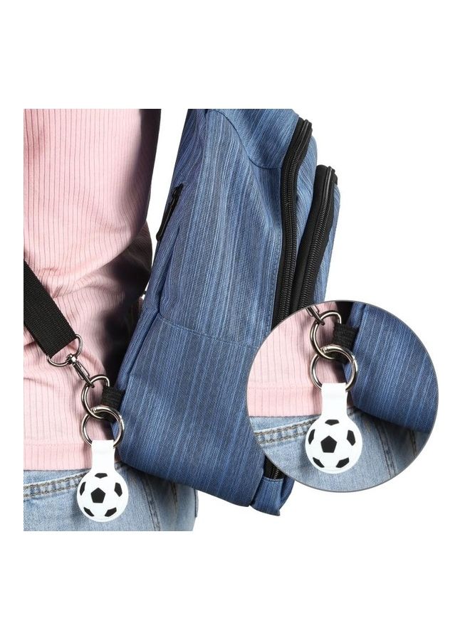 BGM Cartoon Shockproof Anti-Scratch Silicone Case Protective Cover with Keychain Ring Loop For Apple AirTag White Football  - Image 5