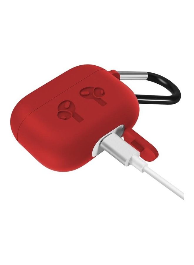 BGM Silicone Flip Cover Earphone Protective Case with Buckle For AirPods Pro Red - Image 3