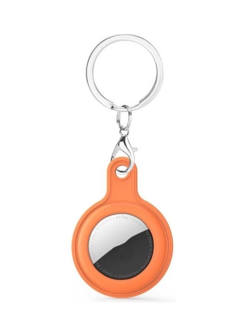 Gel Leather Case Cover with Switchable Keychain Ring For Apple AirTag Orange