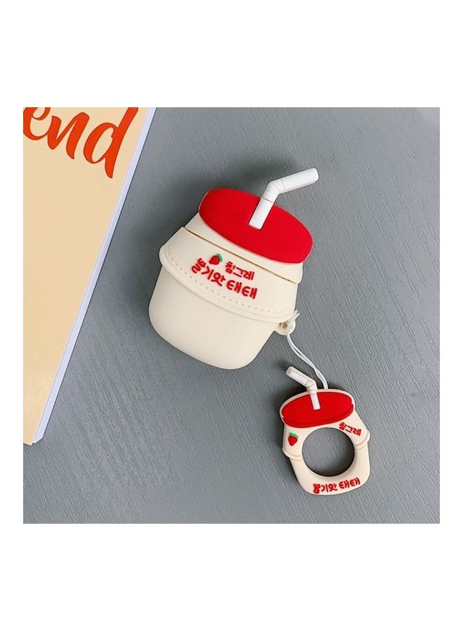 BGM Wireless Earphones Shockproof Milk Silicone Protective Case for Apple AirPods 1/2 Red 