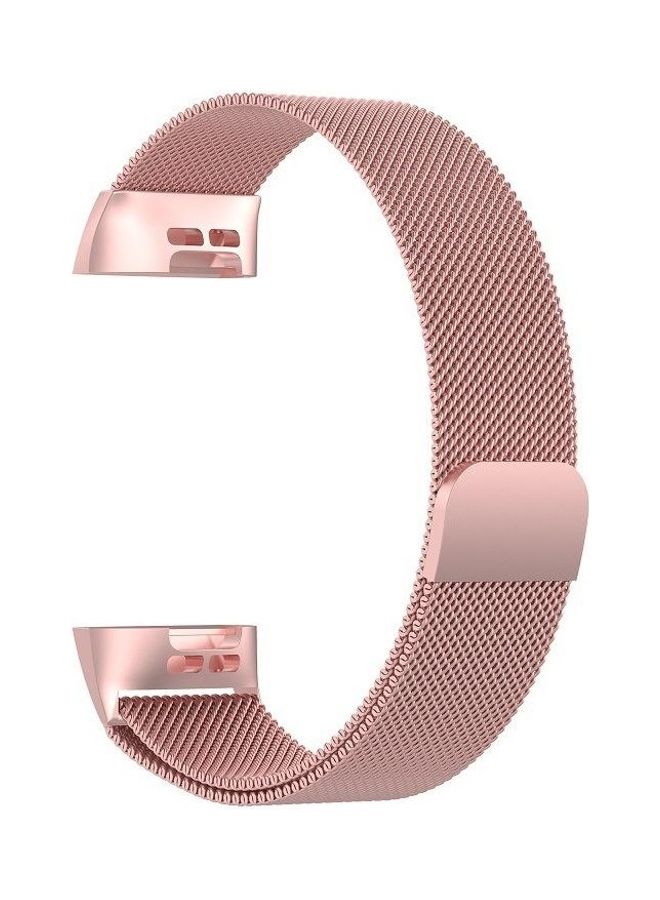 BGM Stainless Steel Magnet Wrist Strap For Fitbit Charge 3 Pink - Image 2