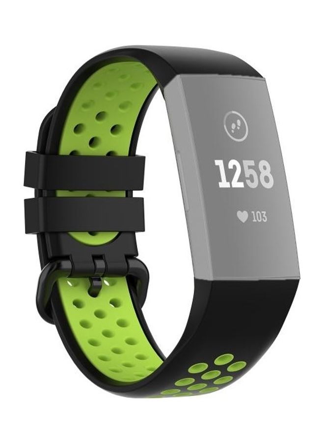 BGM Watch Button Two Colours Silicone Replacement Strap Watchband For Fitbit Charge 4 / Charge 3 / Charge 3 SE Black - Image 1