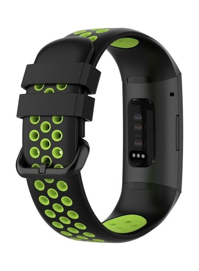 BGM Watch Button Two Colours Silicone Replacement Strap Watchband For Fitbit Charge 4 / Charge 3 / Charge 3 SE Black - Image 5