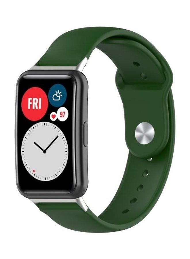 بي جي إم سوار بديل من السيليكون بلون سادة لساعة هواوي ووتش فيت مقاس 18 مم أخضر - Image 4