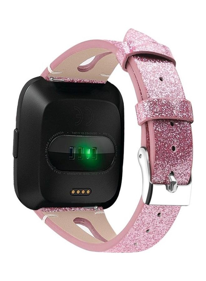 BGM Cowhide Pointed Tail Open Leather Strap For Fitbit Versa 2 Shining Rose - Image 2