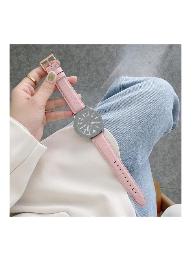 BGM Texture Leather Replacement Strap Watchband For Samsung Galaxy Watch 3 45mm Pink - Image 1