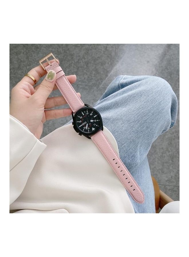 BGM Texture Leather Replacement Strap Watchband For Samsung Galaxy Watch 3 45mm Pink - Image 2