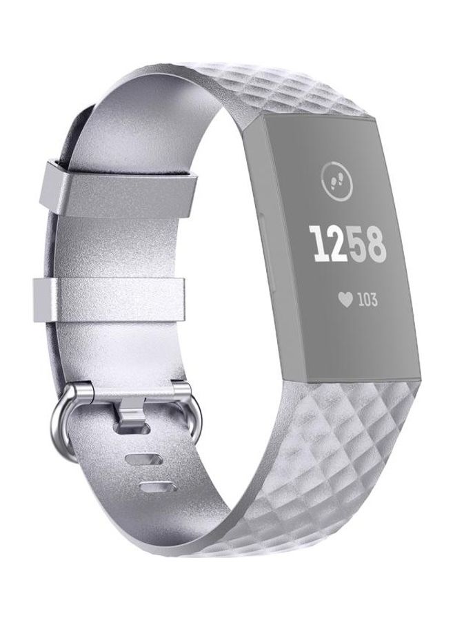 BGM Buckle TPU Wrist Strap Watch Band For Fitbit Charge 4 / Charge 3 / Charge 3 Silver - Image 1