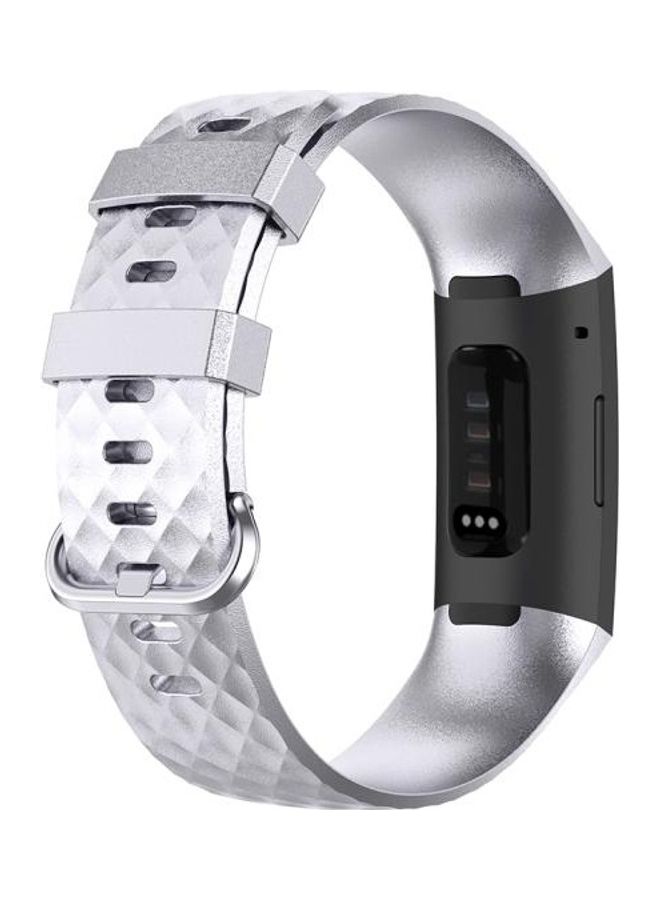 BGM Buckle TPU Wrist Strap Watch Band For Fitbit Charge 4 / Charge 3 / Charge 3 Silver - Image 4