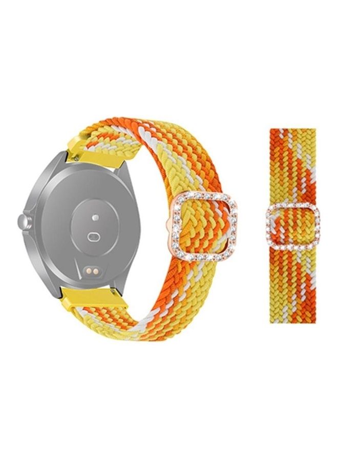 BGM 20mm- Universal Adjustable Braided Elastic Diamond Buckle Replacement Strap Watchband For Garmin Venu/Vivoactive 3 Orange - Image 1