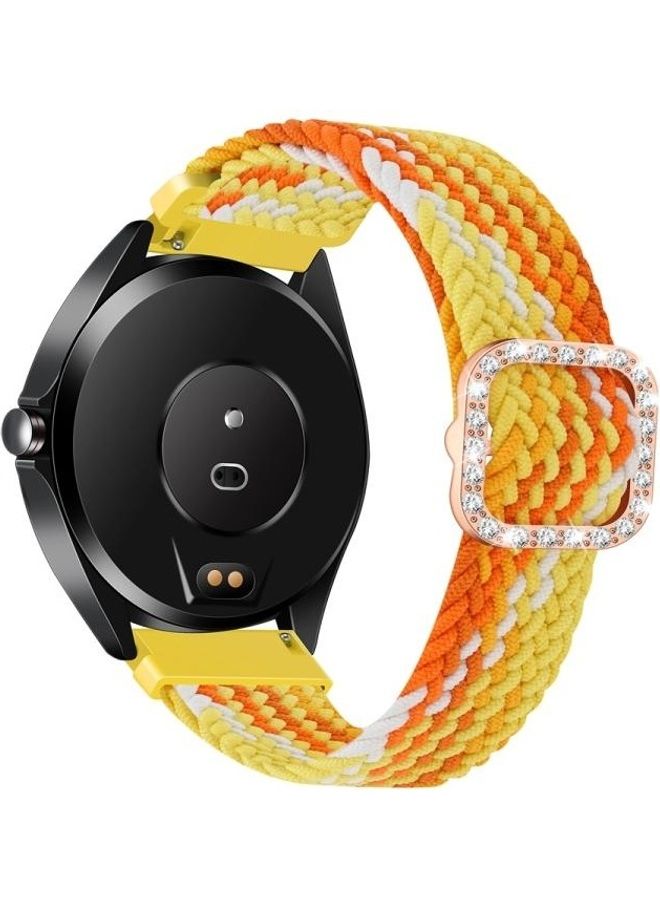 BGM 20mm- Universal Adjustable Braided Elastic Diamond Buckle Replacement Strap Watchband For Garmin Venu/Vivoactive 3 Orange - Image 3