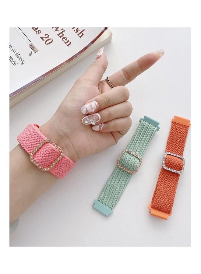 BGM 20mm- Universal Adjustable Braided Elastic Diamond Buckle Replacement Strap Watchband For Garmin Venu/Vivoactive 3 Orange - Image 5