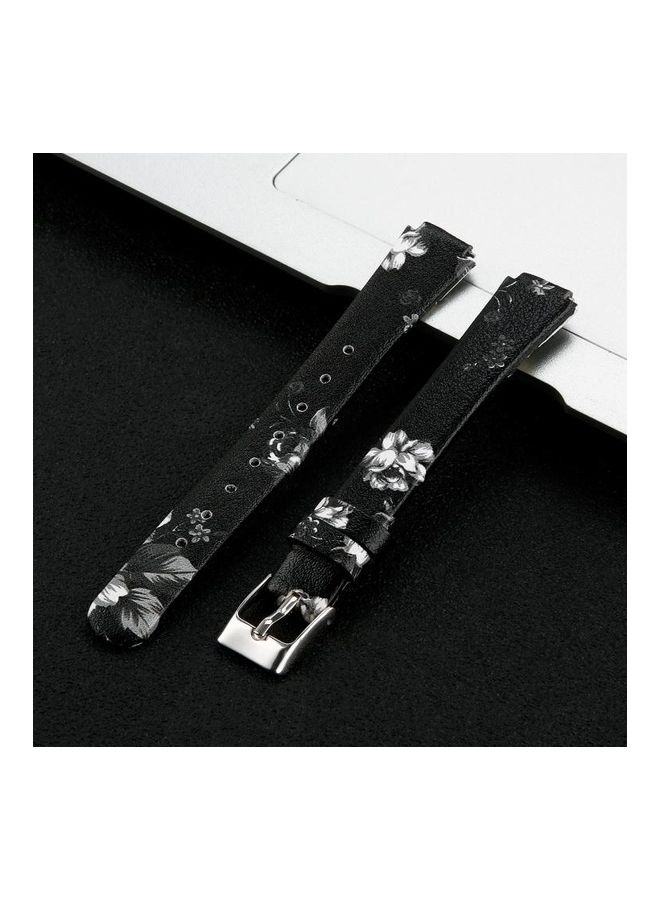 BGM Cowhide Leather C Type Replacement Wrist Strap Watchband For Fitbit Inspire / Inspire HR Black - Image 2