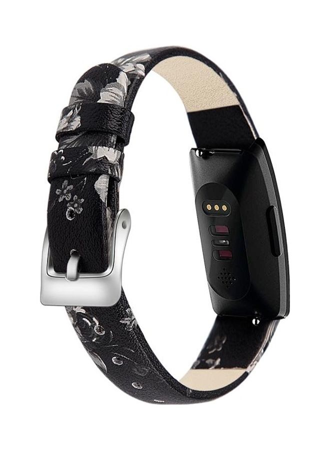 BGM Cowhide Leather C Type Replacement Wrist Strap Watchband For Fitbit Inspire / Inspire HR Black - Image 4