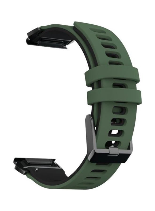 BGM Two-Tone Silicone Quick Release Replacement Band For Garmin Fenix 6X Army Green/Black - Image 1