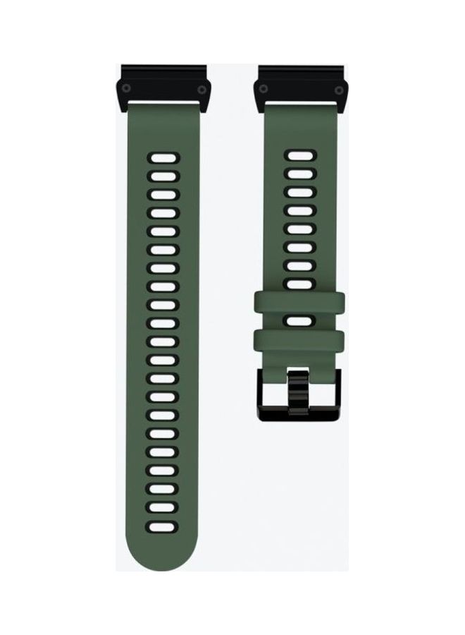 BGM Two-Tone Silicone Quick Release Replacement Band For Garmin Fenix 6X Army Green/Black - Image 2