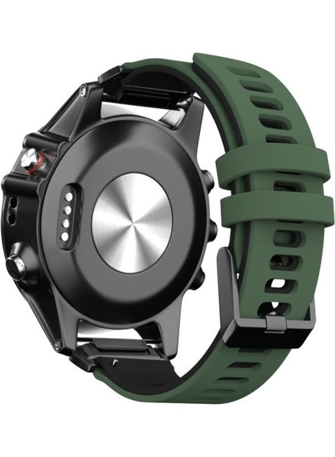BGM Two-Tone Silicone Quick Release Replacement Band For Garmin Fenix 6X Army Green/Black - Image 5