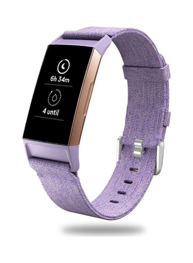 BGM Replacement Nylon Canvas Strap Band For Fitbit Charge 3 Watch Purple - Image 1