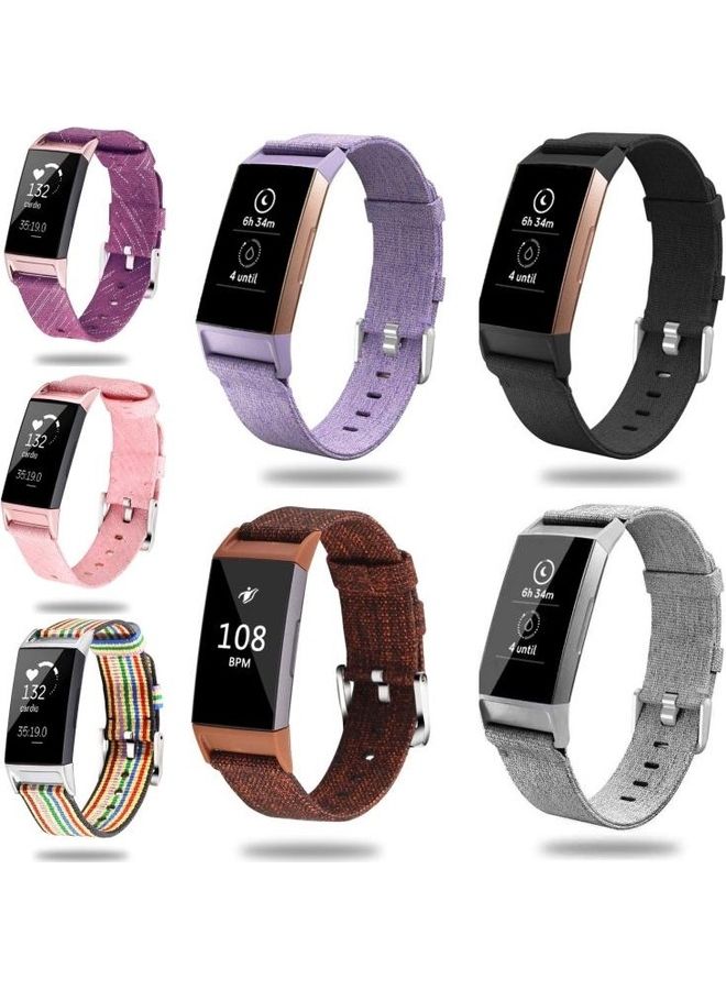 BGM Replacement Nylon Canvas Strap Band For Fitbit Charge 3 Watch Purple - Image 2