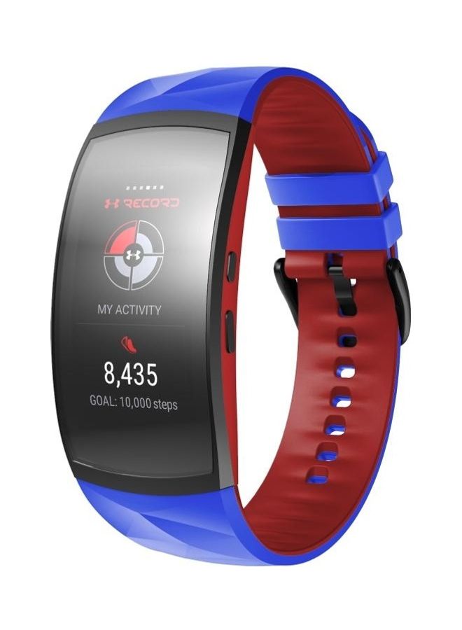 BGM Silicone Replacement Strap Watchband For Samsung Gear Fit2 / Fit2 Pro Two-color Royal Blue Red - Image 3