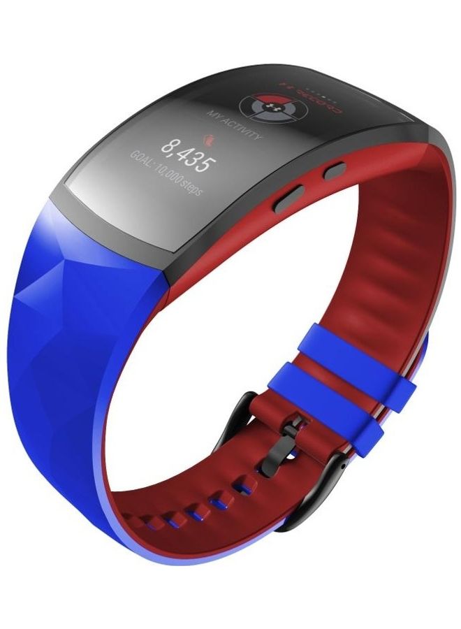BGM Silicone Replacement Strap Watchband For Samsung Gear Fit2 / Fit2 Pro Two-color Royal Blue Red - Image 4