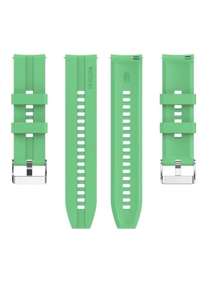 BGM Silicone Replacement Wrist Strap Watchband with Silver Buckle For Huawei Watch GT 2 46mm Green - Image 2