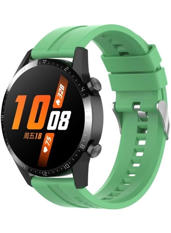 BGM Silicone Replacement Wrist Strap Watchband with Silver Buckle For Huawei Watch GT 2 46mm Green - Image 4