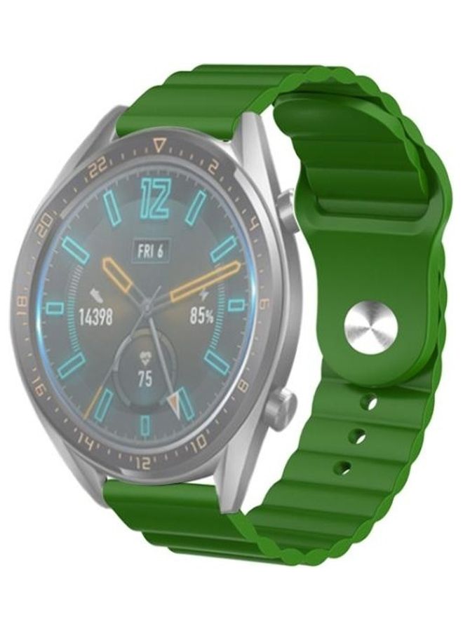 بي جي إم سوار بديل من السيليكون بتصميم مموج لساعة هواوي GT2E/GT2 مقاس 46 مم أخضر - Image 1