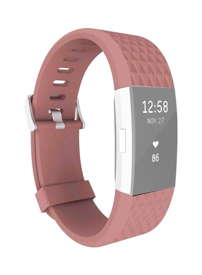 BGM Diamond Texture TPU Watchband For Fitbit Charger 2 Bracelet Watch Brown - Image 1