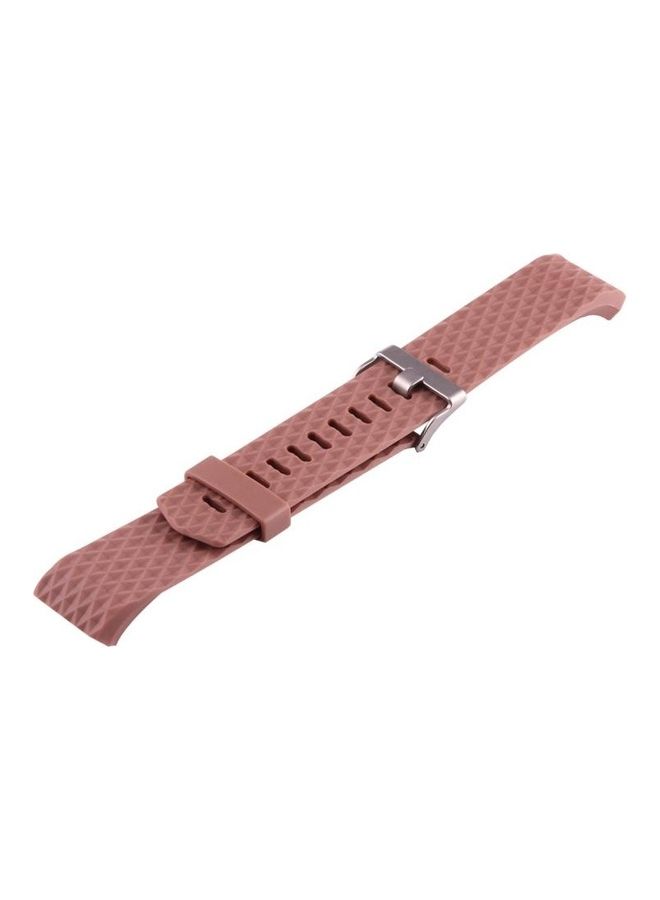 BGM Diamond Texture TPU Watchband For Fitbit Charger 2 Bracelet Watch Brown - Image 2