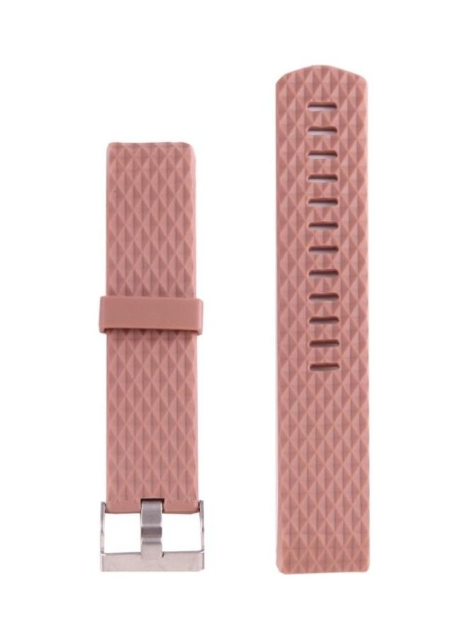 BGM Diamond Texture TPU Watchband For Fitbit Charger 2 Bracelet Watch Brown - Image 3