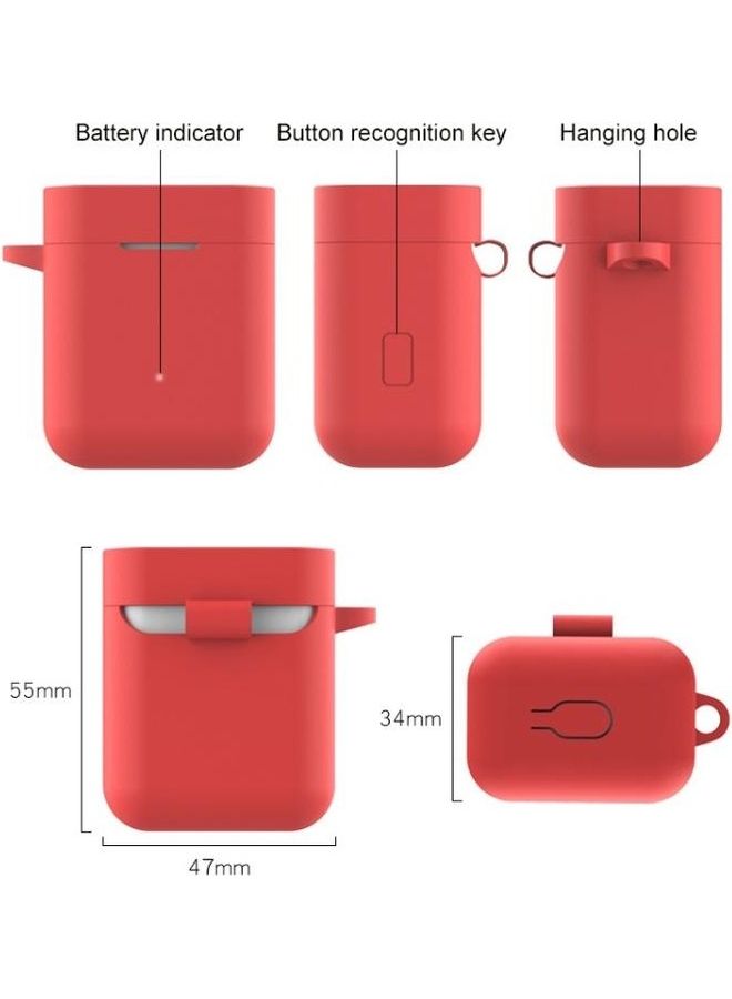 بي جي إم غطاء حماية واقي بتصميم علبة شحن لسماعات الأذن من السيليكون لهاتف شاومي آير أحمر - Image 2