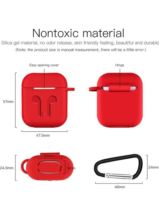 BGM 6-in-1 Wireless Earphone Silicone Case Set with Accessories for Apple AirPods Red - Image 4
