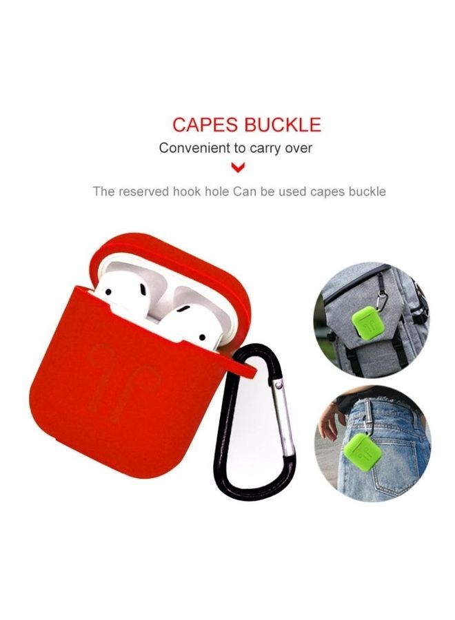 BGM 6-in-1 Wireless Earphone Silicone Case Set with Accessories for Apple AirPods Red - Image 5