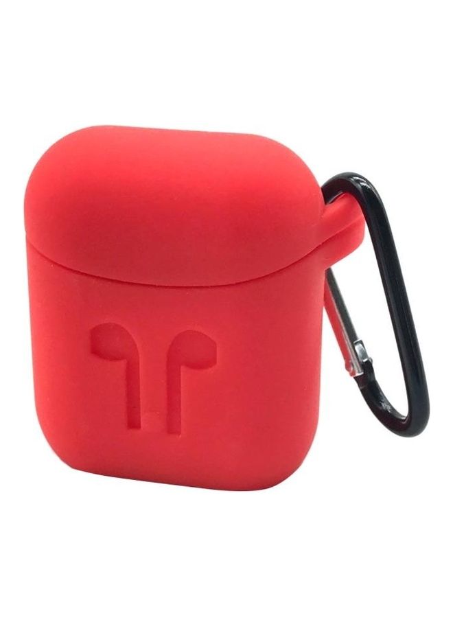 بي جي إم علبة حماية محمولة من السيليكون لسماعات الأذن اللاسلكية مزودة بخطاف لسماعات أبل آيربودز 1/2 أحمر - Image 1