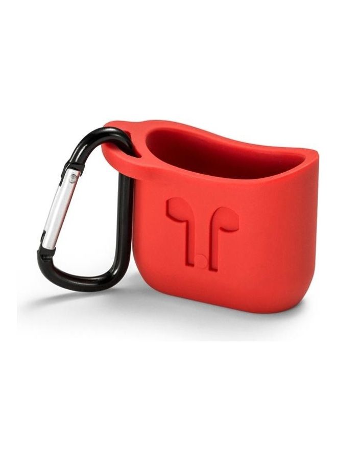 بي جي إم علبة حماية محمولة من السيليكون لسماعات الأذن اللاسلكية مزودة بخطاف لسماعات أبل آيربودز 1/2 أحمر - Image 2