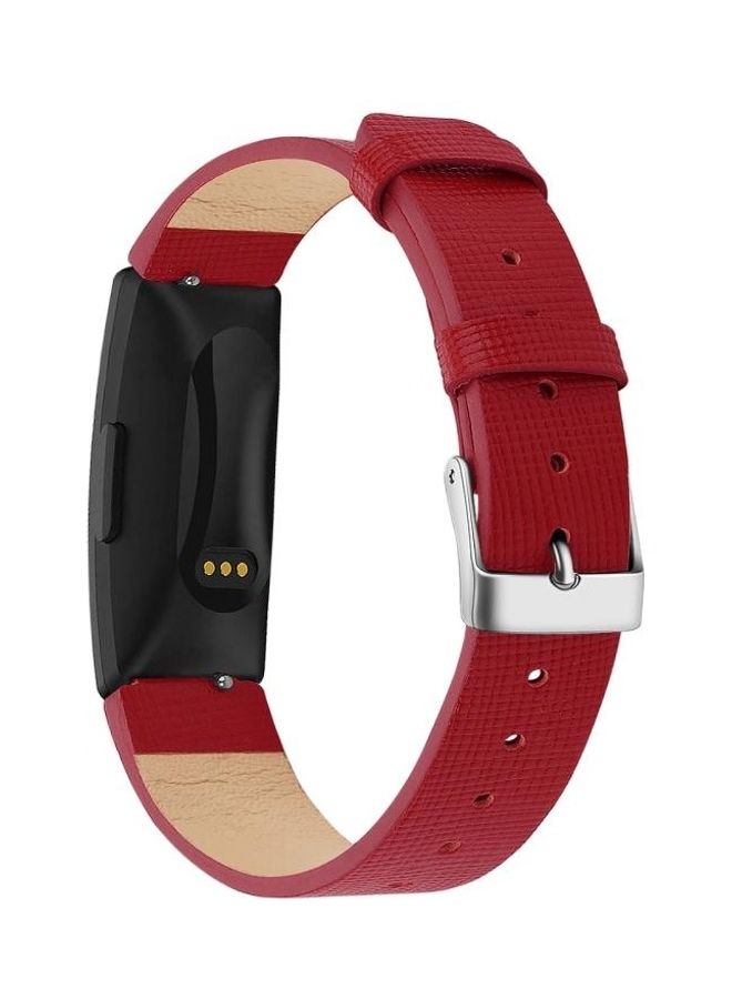 BGM Leather Replacement Band For Fitbit Inspire HR Red - Image 5