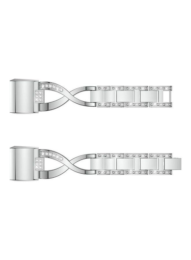 BGM X-shaped Diamond-studded Solid Stainless Steel Wrist Strap Watch Band For Fitbit Charge 2 Silver - Image 5